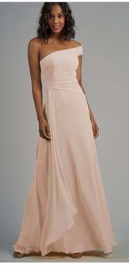 B2 Jasmine Poly Chiffon Long Bridesmaid Dress One-Shoulder Neckline size 14 n